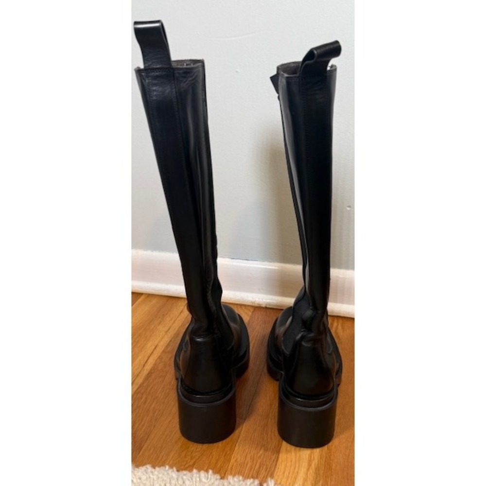 Bottega Veneta Lug Knee High Boot‎ EU 36 US 6 Black Leather Platform Edgy Street - Picture 12 of 13